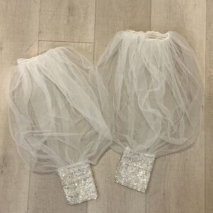 Elegant White Bridal Veil with Sequined Cuffs